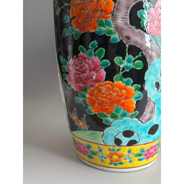 1950s Japanese Famille Noire Porcelain Vase by Yamatoku, 1950s For Sale - Image 5 of 12