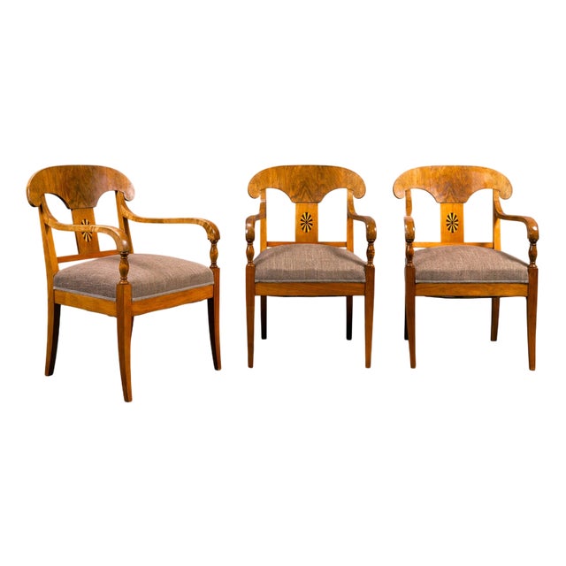 Biedermeier Style Chairs, Early 20th Century, Set of 3 For Sale