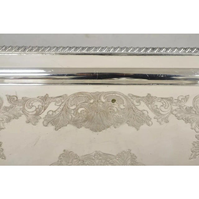 Metal Mid 20th Century Vintage English Victorian Silver on Copper Silver Plated Serving Platter Tray For Sale - Image 7 of 12