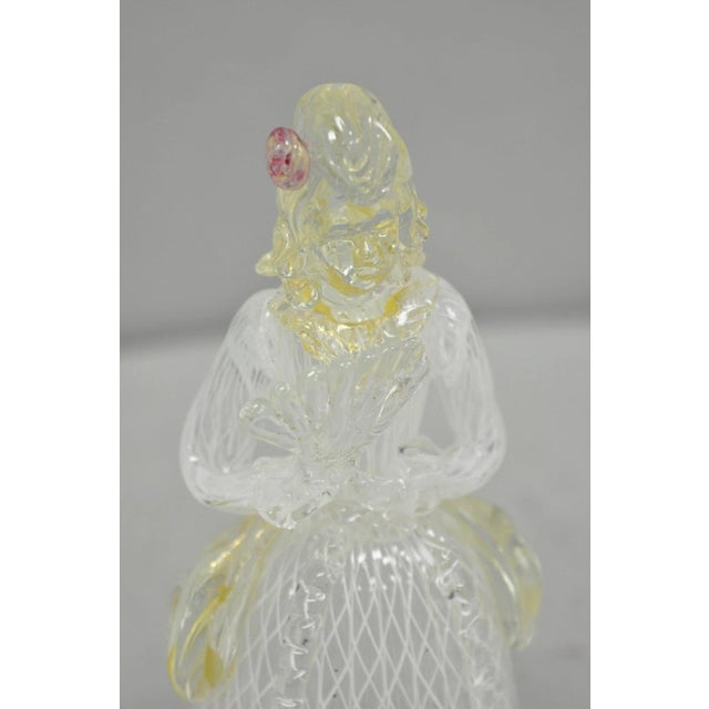 Vintage Italian Murano Latticino & Gold Leaf Art Glass Male & Female Figure Pair For Sale - Image 9 of 11