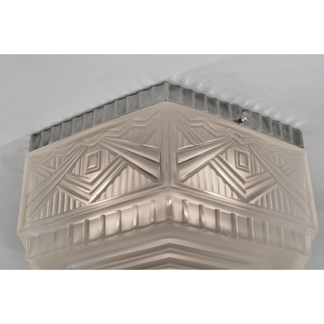 1930s French Art Deco Flush Mount by Georges Leleu France - 2 Available For Sale - Image 10 of 14