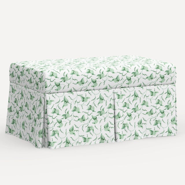 Red from Scalamandre crafted by Cloth & Company Norwalk Storage Bench, Green Ivy Scroll For Sale In Chicago - Image 6 of 6
