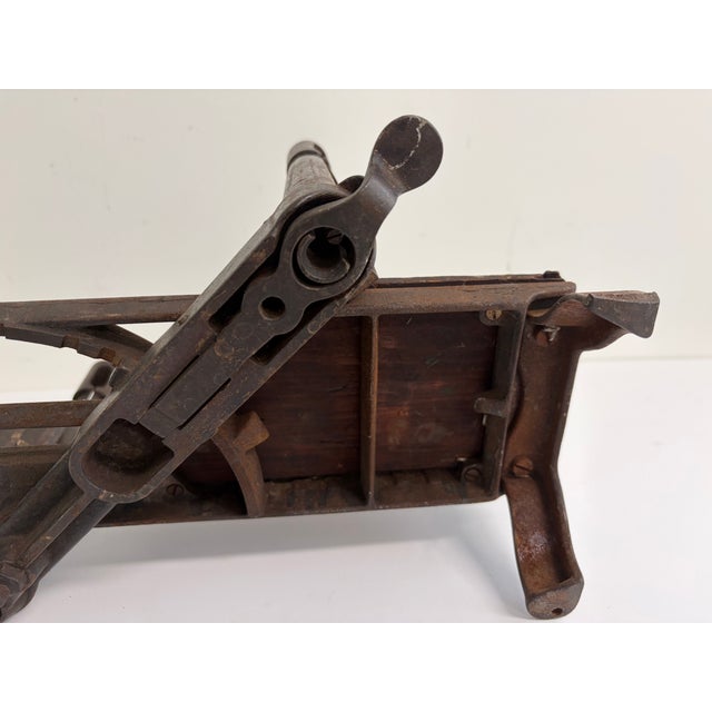 Antique Wooden & Cast Iron Miter Box – Adjustable Carpenter’s Tool For Sale - Image 9 of 17