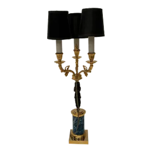 Empire Style Gilt & Patinated Bronze Figural Table Lamp