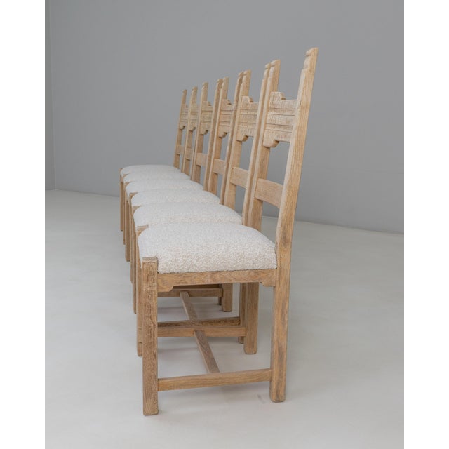 20th Century French Oak Dining Chairs With Upholstered Seats - Set of 6 For Sale - Image 14 of 18