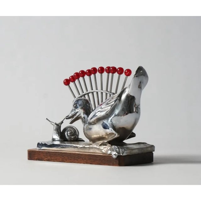 Brown Art Deco Benjamin Rabier Chrome on Wooden Plate Cocktail Set, 1930s For Sale - Image 8 of 12