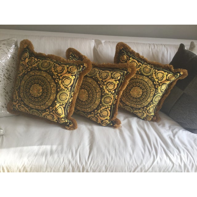 Italian Style Custom Made Gold and Black Pillows - Set of 3 For Sale - Image 10 of 13