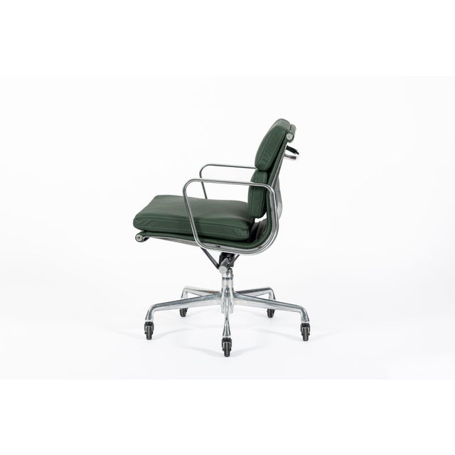 Herman Miller Eames for Herman Miller Green Leather Office Chair 2000s For Sale - Image 4 of 13