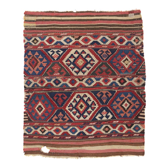 1880's Distressed Antique Caucasian Shirvan Kilim Rug - 02'11 X 03'06 For Sale