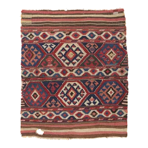 1880's Distressed Antique Caucasian Shirvan Kilim Rug - 02'11 X 03'06