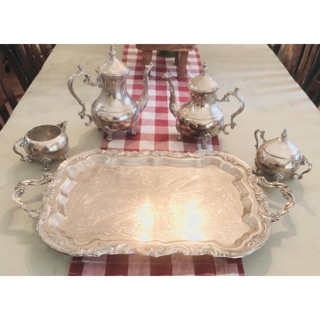 Victorian Vintage Collectible Fb Rogers Silver Plated 5 Piece Tea Set With Tray … Offers Will Be Considered For Sale - Image 3 of 8