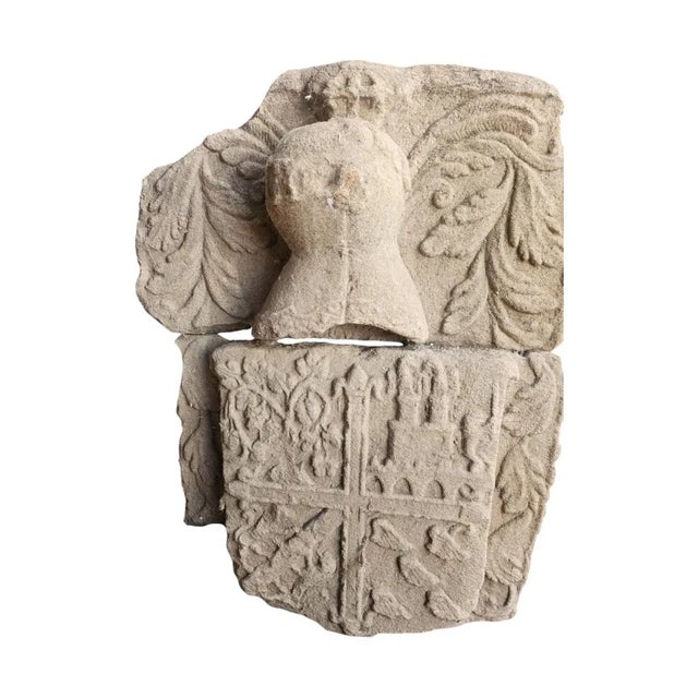 16th Century Spanish Family Coat of Arms Sandstone Carving, 1550 For Sale - Image 6 of 9