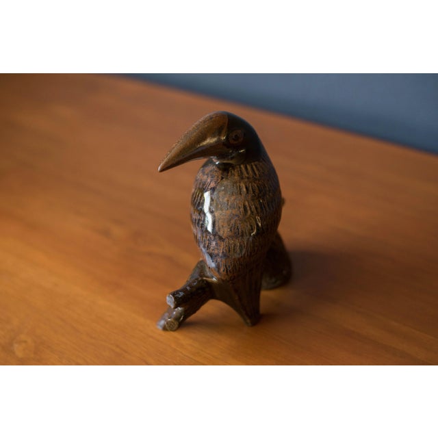1960s California Studio Mid Century Glazed Stoneware Bird Sculpture by Robert Maxwell For Sale - Image 5 of 8