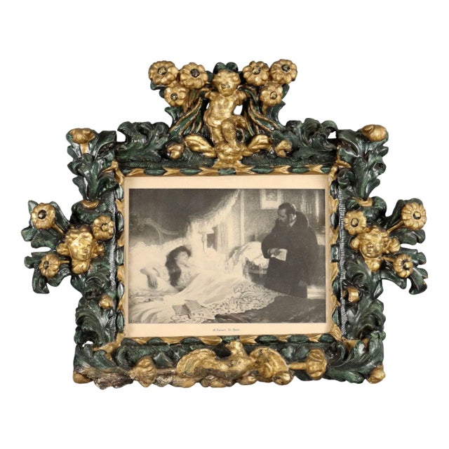 Small Antique Baroque Carved Gilded Wood Frame, Italy, 18th Century For Sale