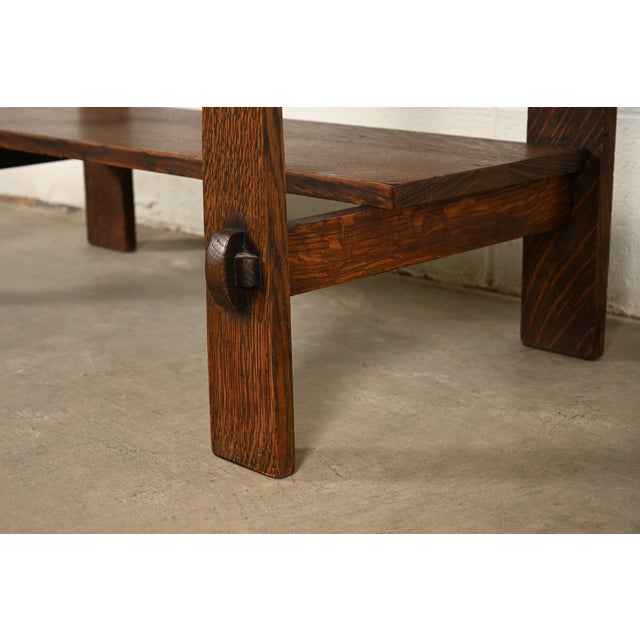 Stickley Brothers Style Antique Mission Oak Arts & Crafts Drop Front Secretary Desk, Circa 1910 For Sale - Image 13 of 18