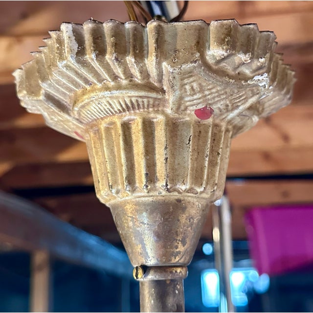 1930s Art Deco Skyscraper Slip Shade Chandelier For Sale - Image 4 of 16