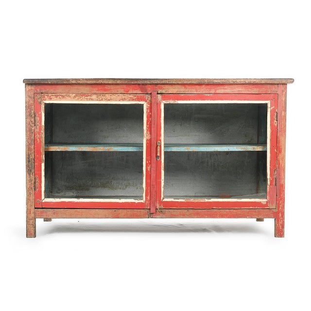 Red and Blue Wooden Display Case For Sale - Image 7 of 7