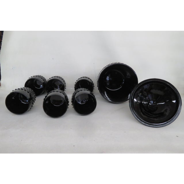 Indiana Glass Tiara Cameo Black Diamond Point Ice Bucket and 6 Tumbler Set 4381b For Sale In Miami - Image 6 of 10