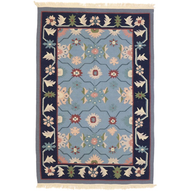 Vintage Romanian Floral Kilim Rug, 03'11 X 05'10 For Sale - Image 9 of 9