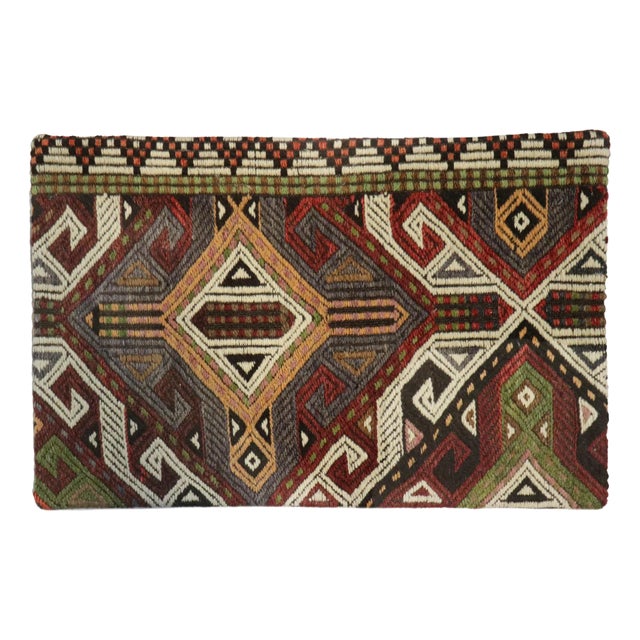 Pasargad Home Vintage Kilim Pillow Case, Multicolor For Sale