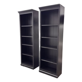 Ballard Designs Tuscan Flush Center Bookcases, Pair For Sale