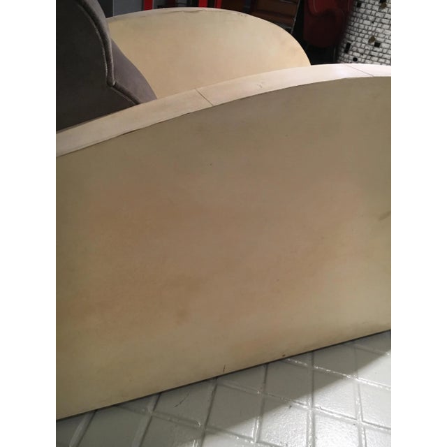 Set of Art Deco Parchment & Velvet Armchairs, 1940s For Sale - Image 3 of 12