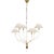 Amber Lewis for Visual Comfort Signature Griffin Large Staggered Tail Chandelier in Hand-Rubbed Antique Brass and Saddle Leather with Linen Shades For Sale