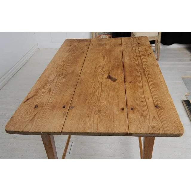 Brown Antique Swedish Country House Table with Drawer For Sale - Image 8 of 11