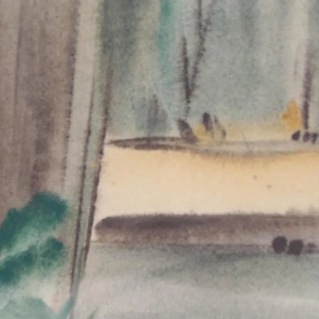 Abstract Original Vintage Signed Yngve H. Olsen Landscape Watercolor Painting For Sale - Image 3 of 9