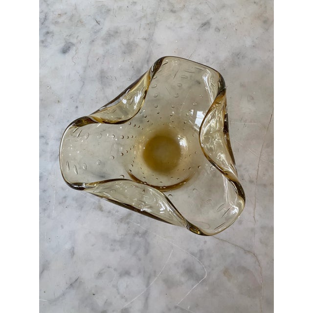Italian Vintage Mid-Century Smoky Brown Murano Glass Bowl For Sale - Image 3 of 6