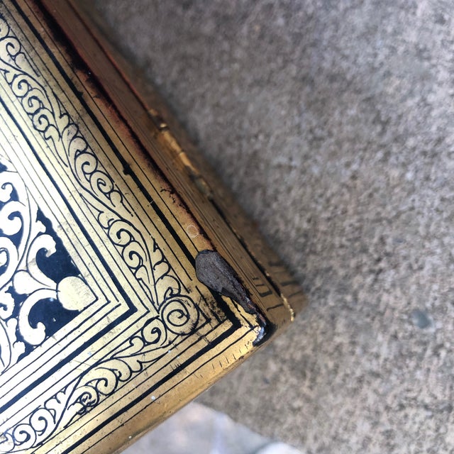 Vintage to antique handmade Burmese black lacquer and gold gilt box to hold scrolls or other items used in a prayer...