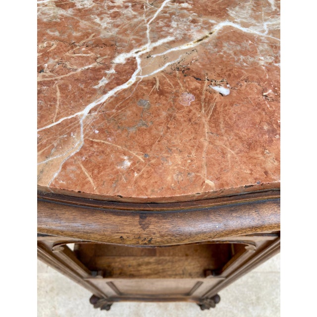 Early 20th Century Louis XVI Style Spanish Nightstands in Wood and Red Marble, 1920s, A Pair For Sale - Image 12 of 18