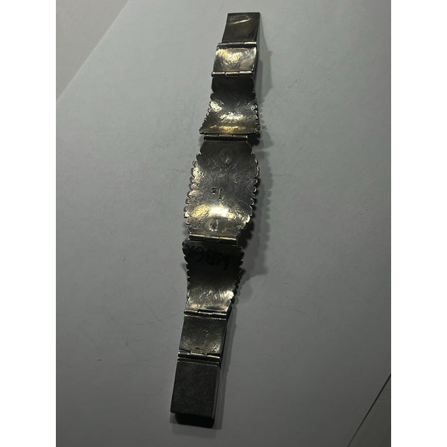 Silver 1990s Native American Sterling Silver and Onyx Bracelet For Sale - Image 8 of 8