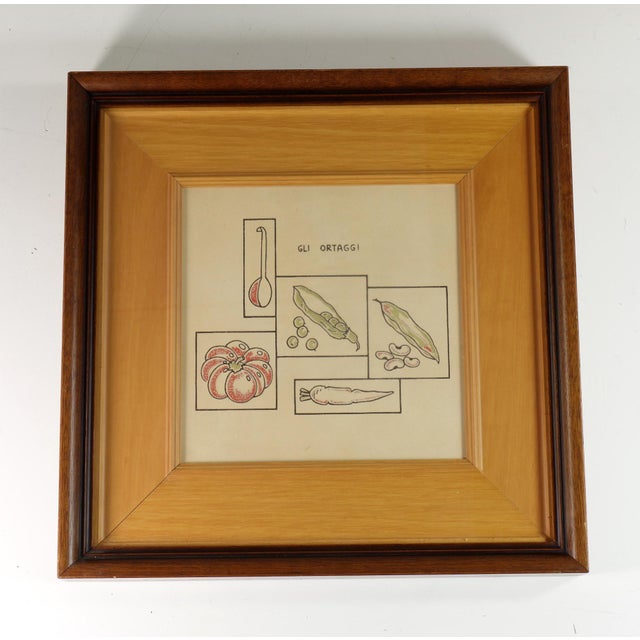 Art Naif Painted Ceramic Tiles with Vegetables, Italy, 1970s, Set of 3 For Sale - Image 3 of 11