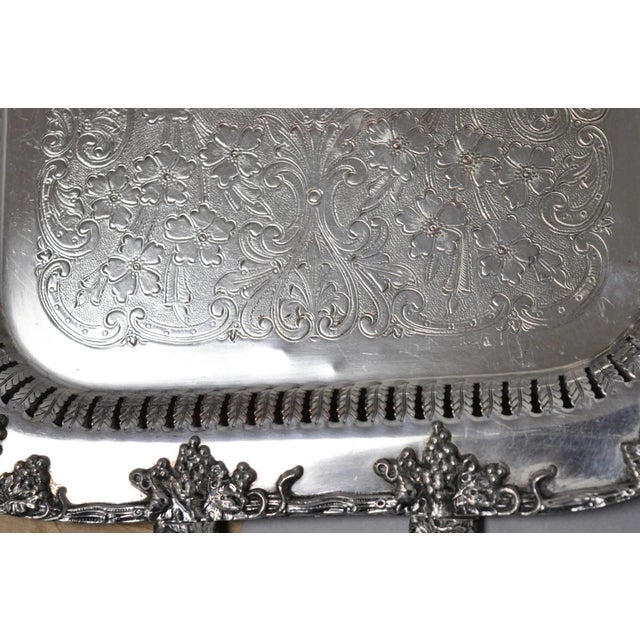 Vintage Victorian Silver Plated Grapevine Bar Serving Platter Tray by Excelsior For Sale - Image 10 of 16