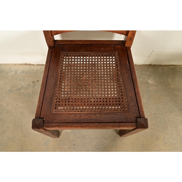 Wood Lifetime Furniture Antique Mission Oak and Cane Arts & Crafts Dining Chairs, Set of Four For Sale - Image 7 of 11