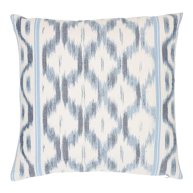 Schumacher x Mark D. Sikes Santa Monica Ikat 18" Pillow in Indigo For Sale