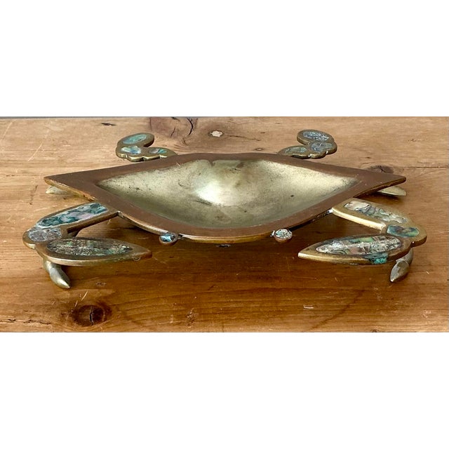 Vintage Brass Crab Bowl With Mother of Pearl Inlay For Sale - Image 10 of 12