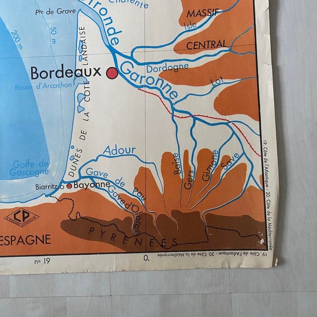 Modern Vintage School Map of Atlantic and Mediterranean Coasts, 1950s For Sale - Image 3 of 9