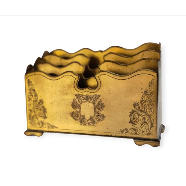 Bronze Mid 19th Century Ornate English Gilt Bronze Letter Box For Sale - Image 8 of 9