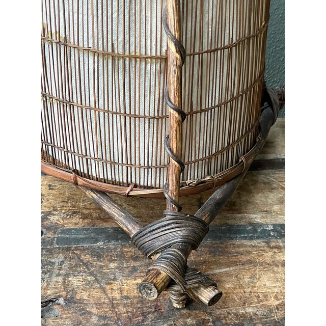 Vintage Japanese Woven Reed Table Lamp For Sale In West Palm - Image 6 of 18