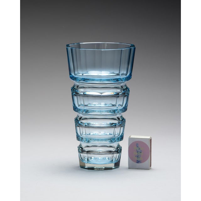 Aquamarine Crystal Vase from Moser, 1980s For Sale - Image 10 of 11