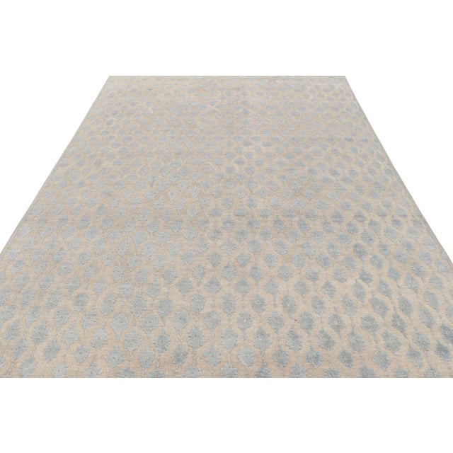 Not Yet Made - Made To Order Rug & Kilim’s Modern Block Print Rug in White with Blue Floral Patterns - 7x9 For Sale - Image 5 of 7