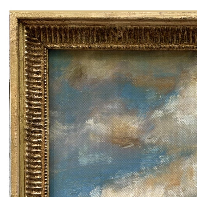 Various Artists Contemporary Petite "Blue Sky" Oil Painting in Vintage Frame For Sale - Image 4 of 6