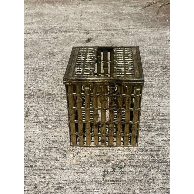 Brass Faux Bamboo Tissue Box Cover For Sale - Image 4 of 5
