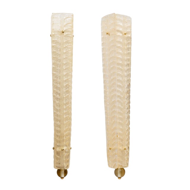 Art Deco Brass and Gold Graniglia Murano Glass Sconces, 2000s, Set of 2 For Sale - Image 9 of 9