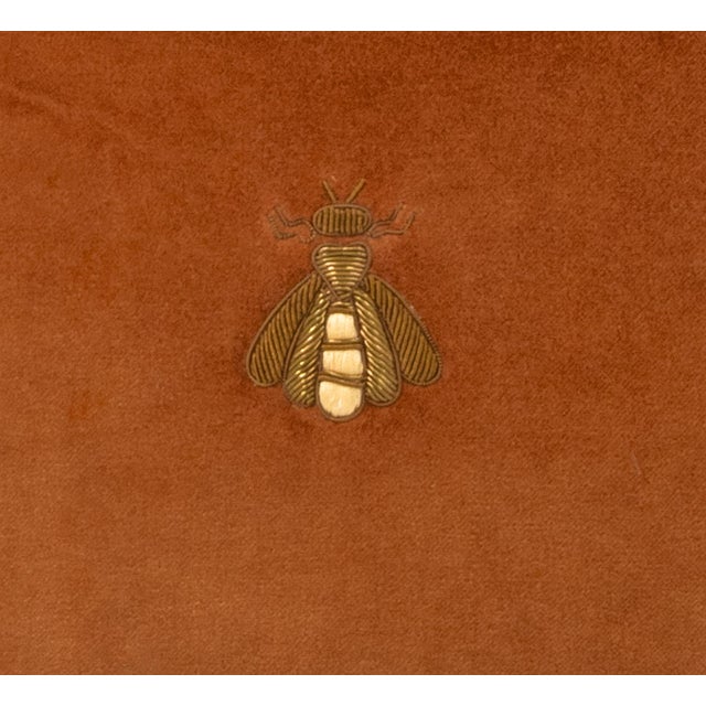 Golden Bee Velvet Embroidered Throw Pillow Cover, 20 X 20 For Sale - Image 4 of 6