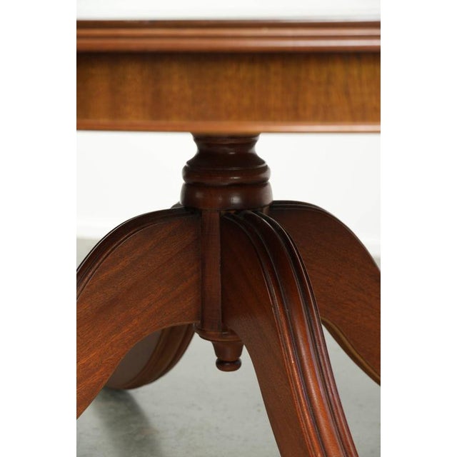 20th Century English Oval Coffee Table with a Red Leather Top For Sale - Image 9 of 11