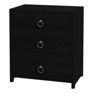 Lark 25 in. W Wood 3 Drawer Nightstand, Washed Black For Sale