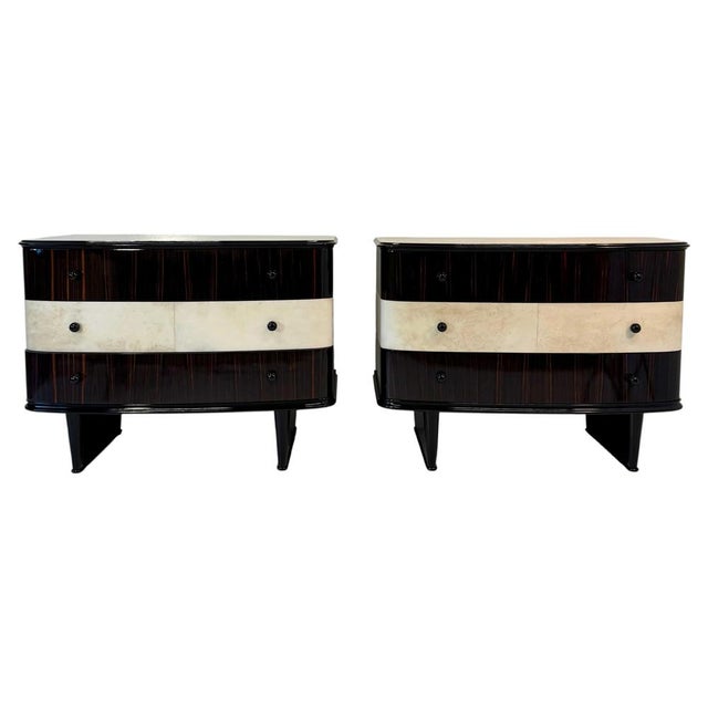 Twin Parchment and Exotic Wood Dressers, 1940s, Set of 2 For Sale - Image 17 of 17